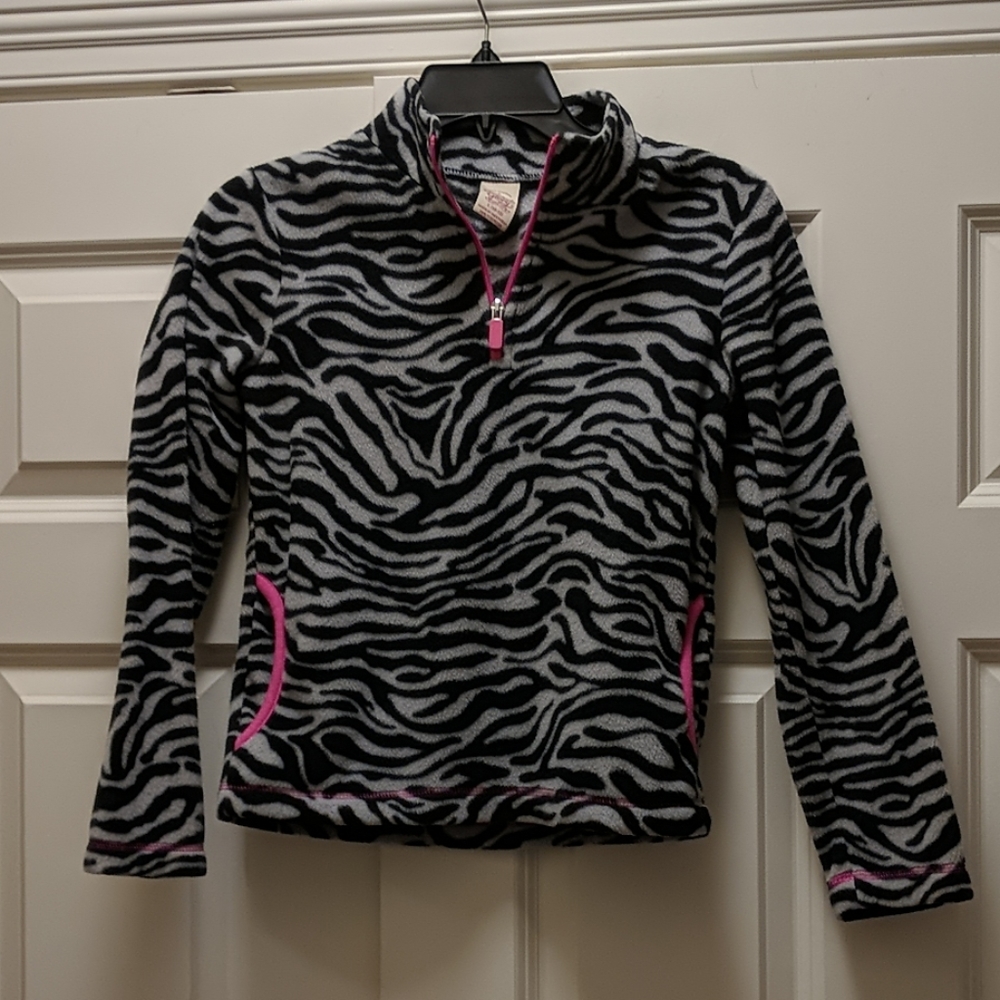 Zebra  print fleece pullover EUC